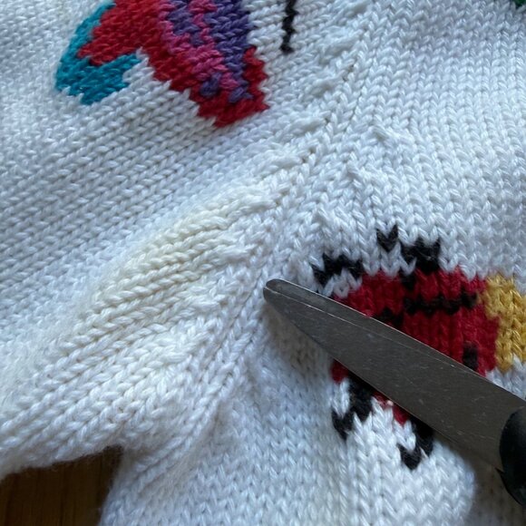 Vintage Talbots Size PS White Cotton Silk Blend Butterfly Ladybug Knit Cardigan - Picture 16 of 16